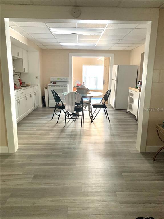 Kitchen with dining table and chairs.