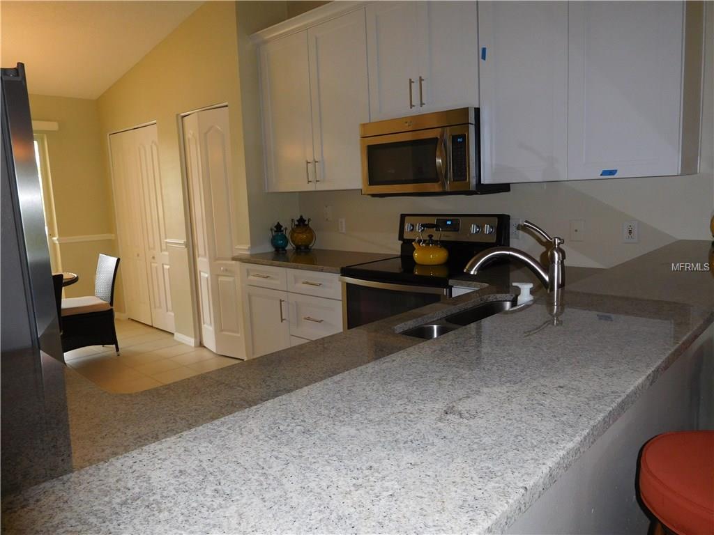 Kitchen countertop with stainless steel sink.