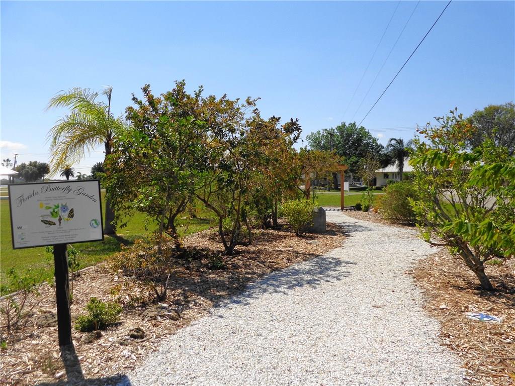 Florida Butterfly Garden path with trees.