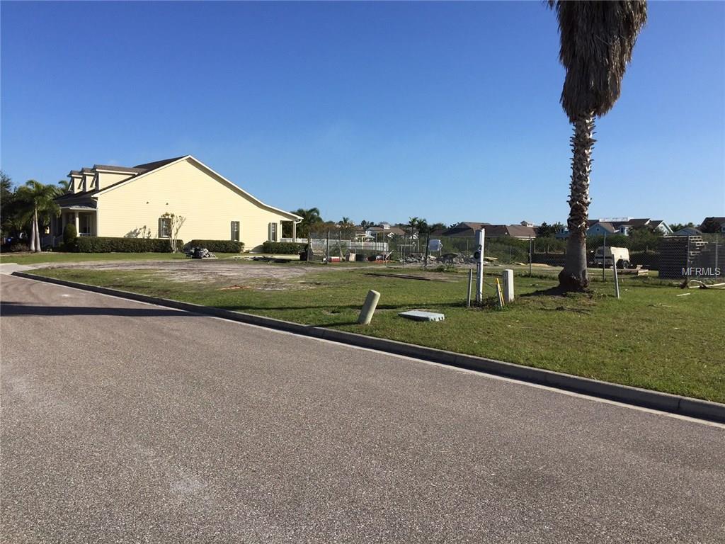 Empty lot with house and palm tree.