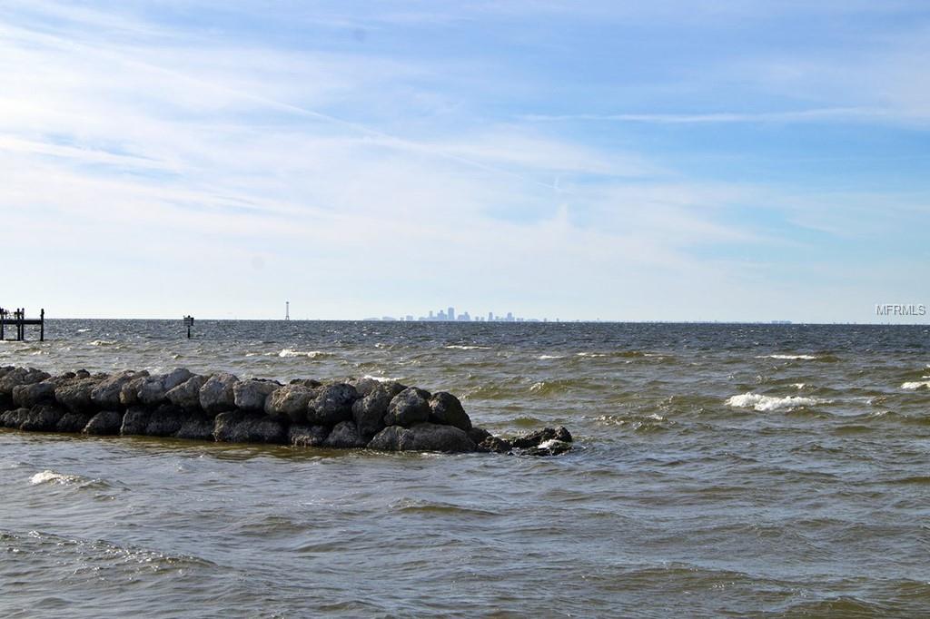 City skyline viewed from the water.