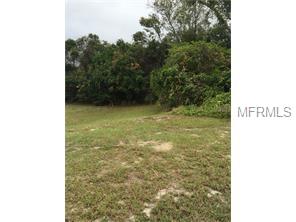 Empty grassy lot with trees in the background.