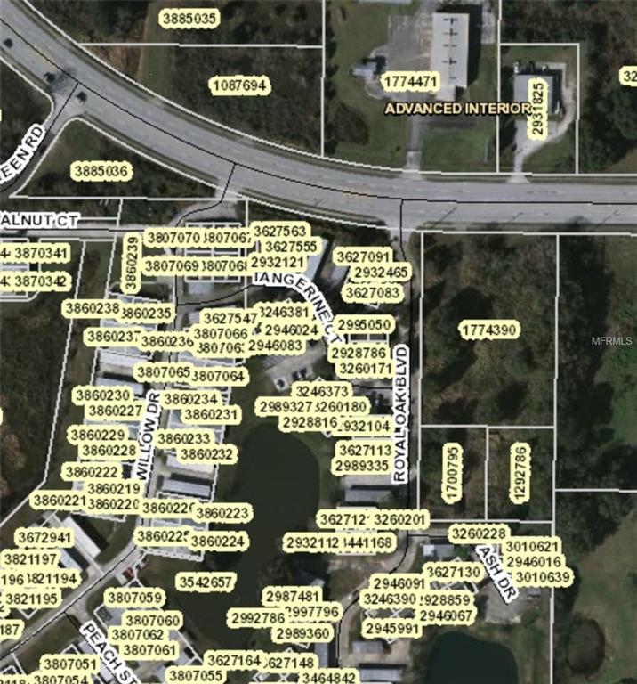 Aerial map of residential neighborhood with streets