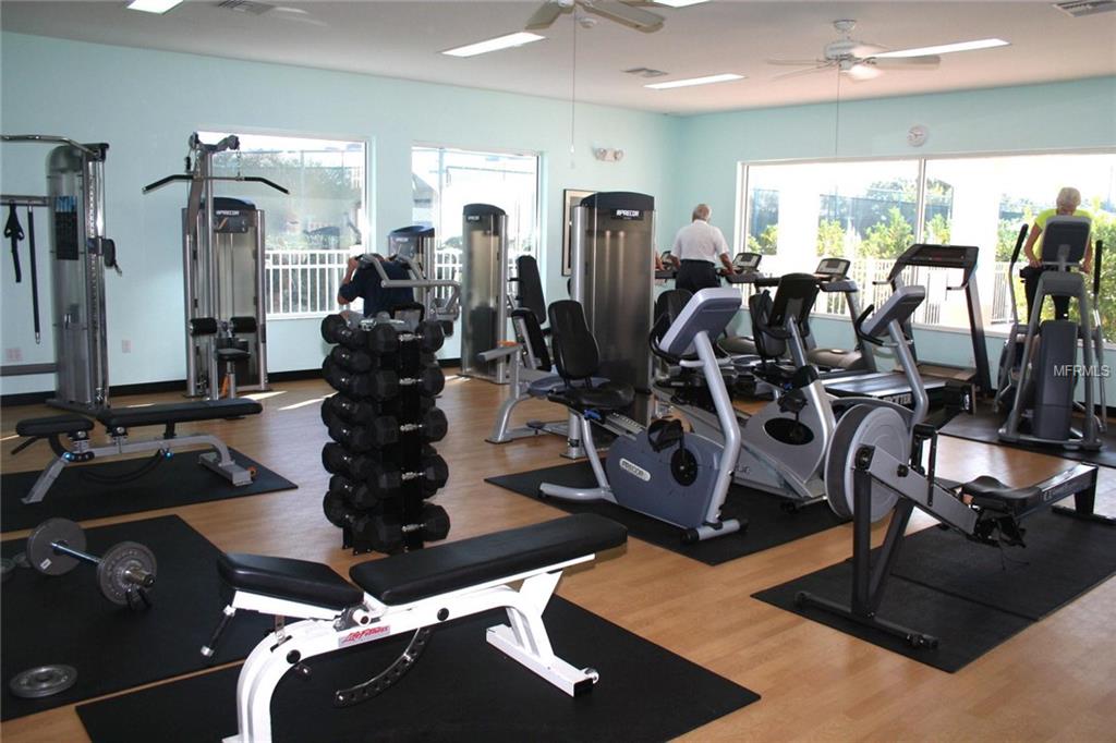 Gym with weight machines and cardio equipment.