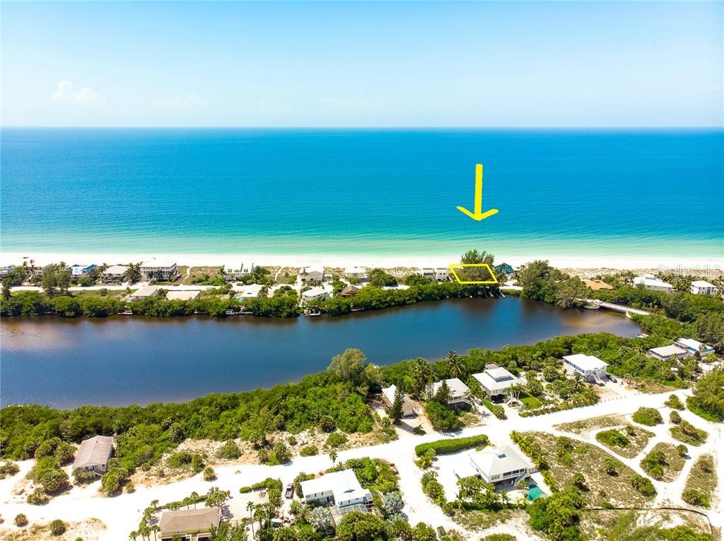 Aerial view of beachfront property.