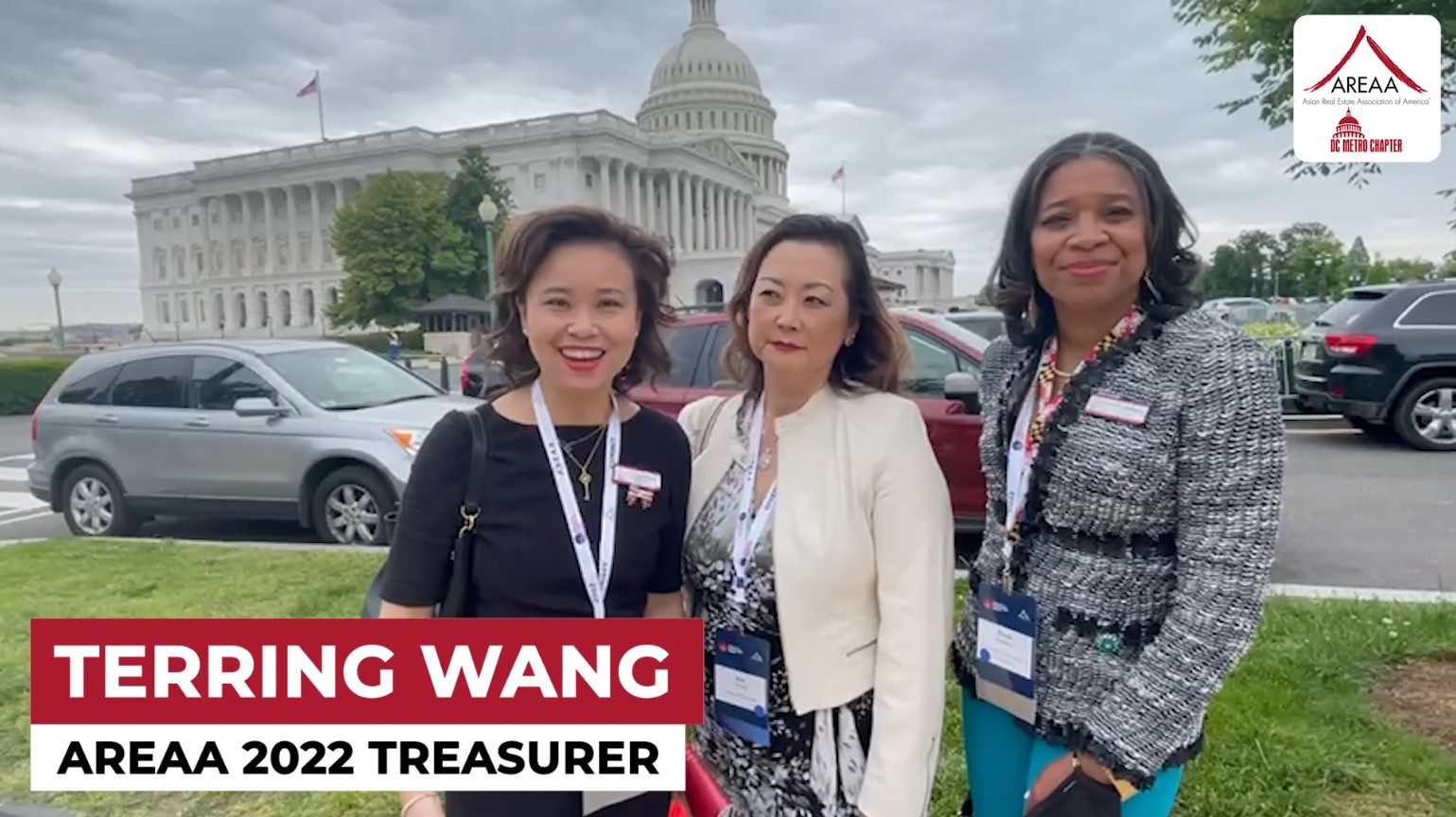 Three women in front of US Capitol building.