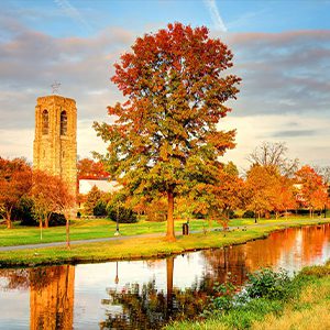 Autumn colors reflected in a canal.