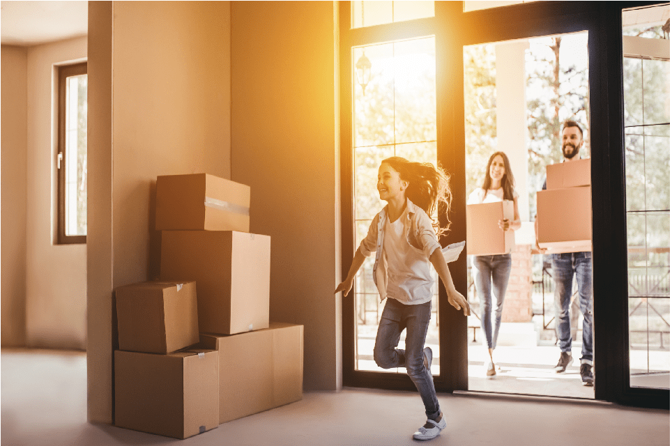 A family moving into a new home.