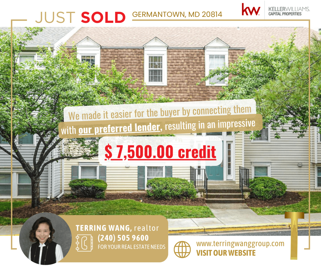 Sold house with $7,500 credit in Germantown, MD.