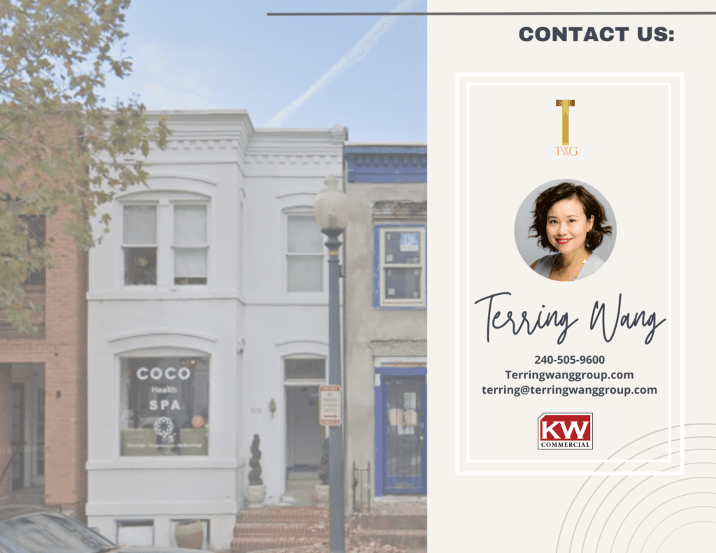 Teri Wang's real estate contact card.