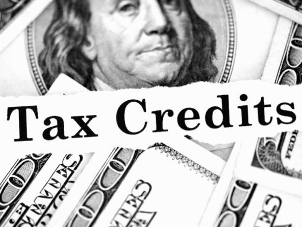 Tax Credits headline over US dollar bills