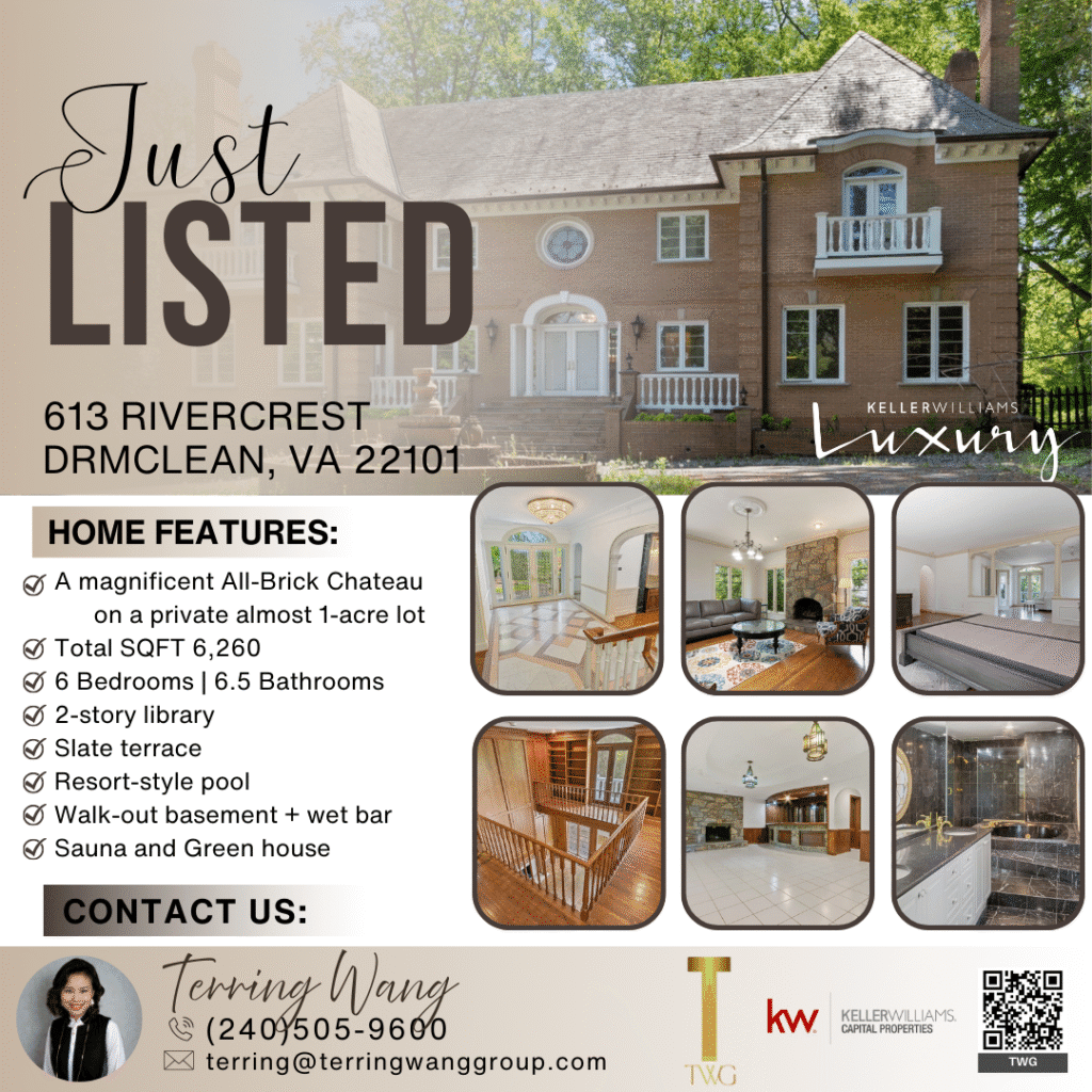 Real estate listing for luxurious brick chateau.